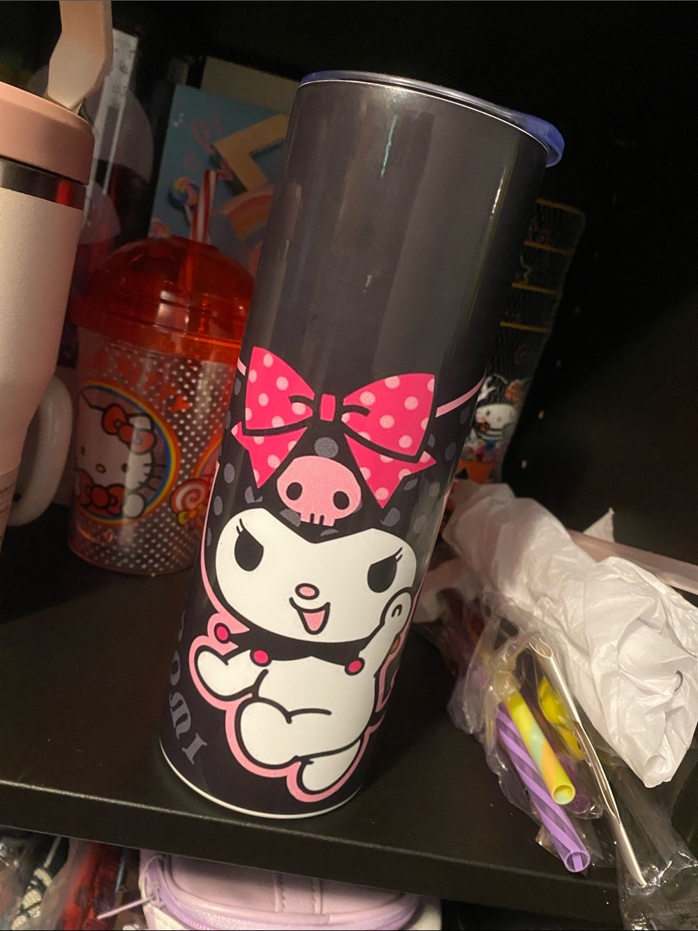 Kuromi Tumbler with Cute Bow Graphic🖤🖤